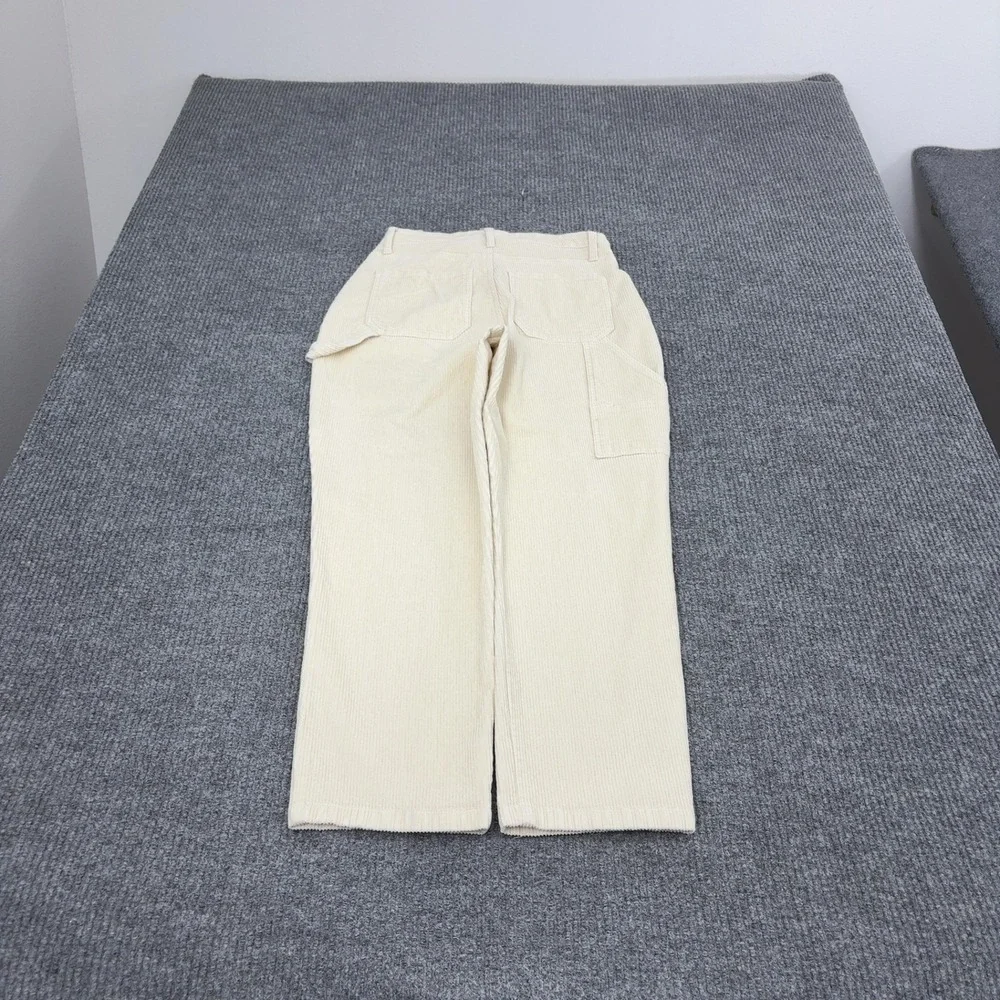 Hollister Carpenter Pants Womens 5R Cream Corduroy Ultra High Rise Utility Style